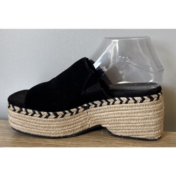 Women's Shoes TOMS LAILA MULE Platform Dress Sandals BLACK SUEDE Size 8.5W - Picture 4 of 11